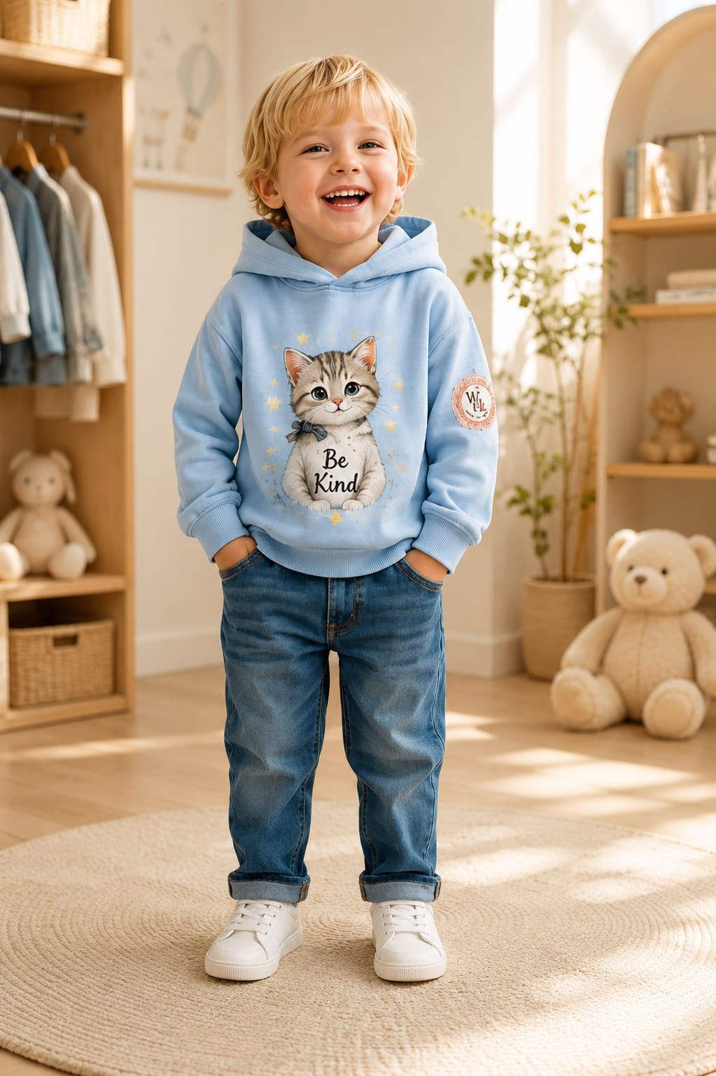 Blue kitten hoodie